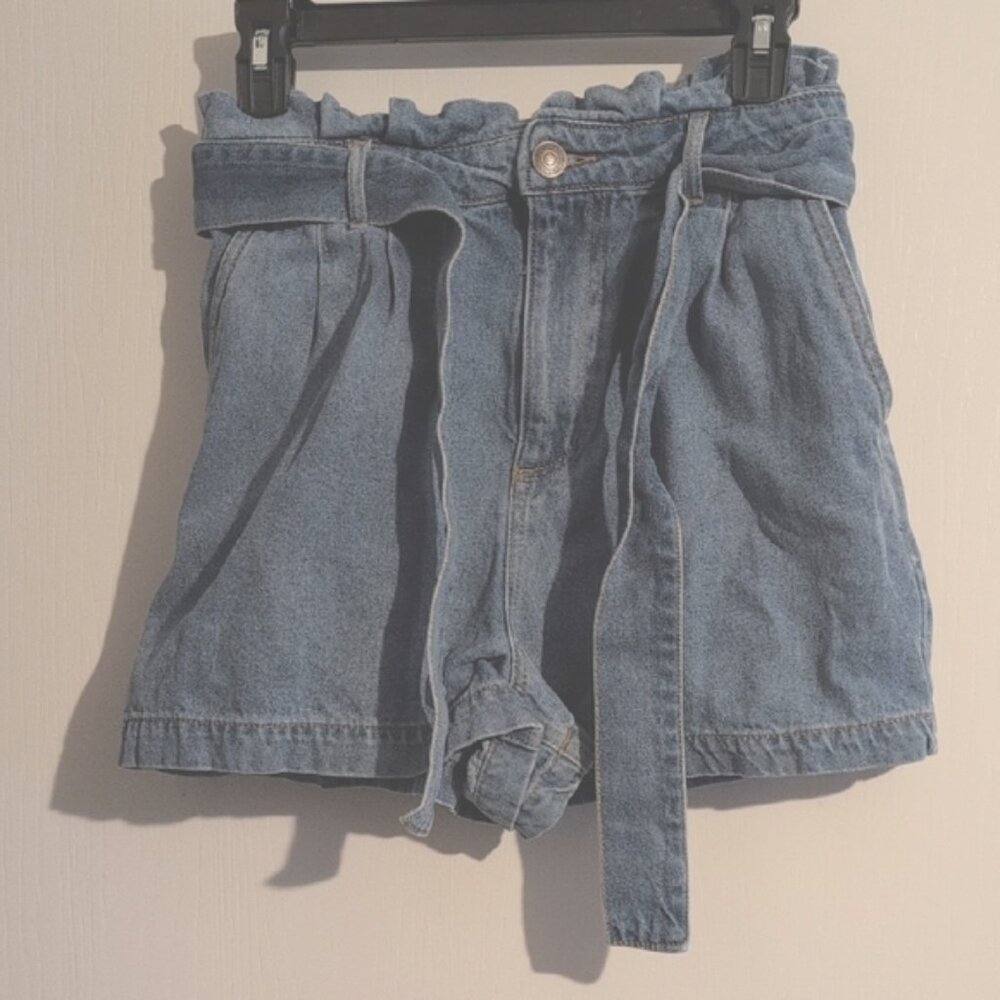 Forever 21 Denim Women's Shorts Paper Bag Tie Waist Small